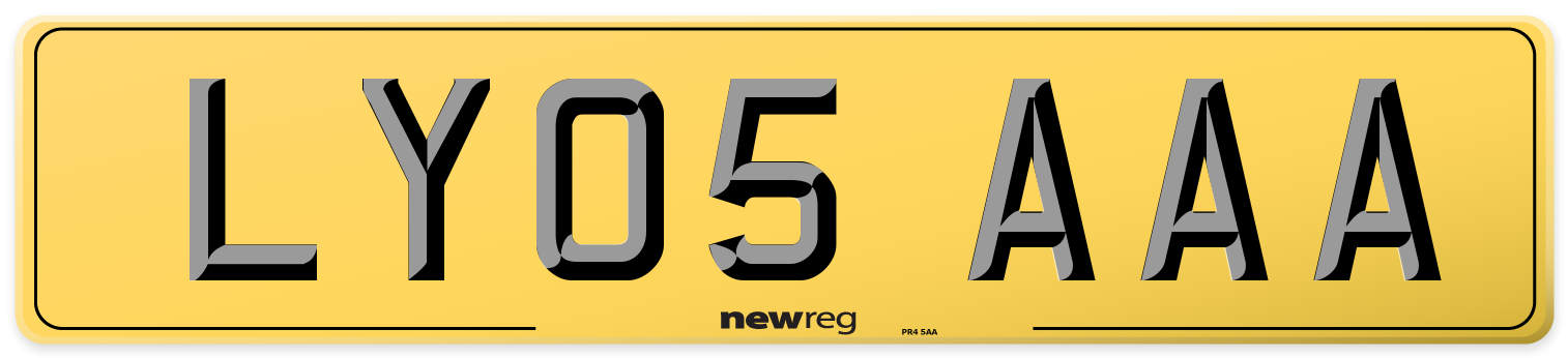 LY05 AAA Rear Number Plate