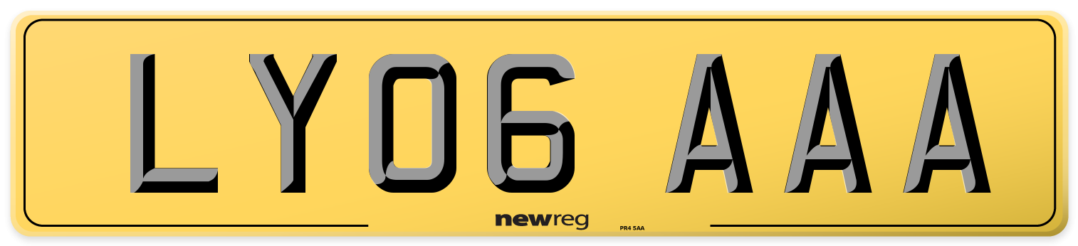 LY06 AAA Rear Number Plate