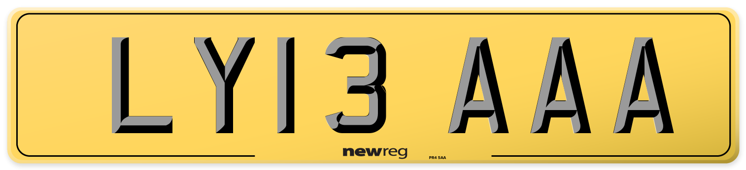 LY13 AAA Rear Number Plate