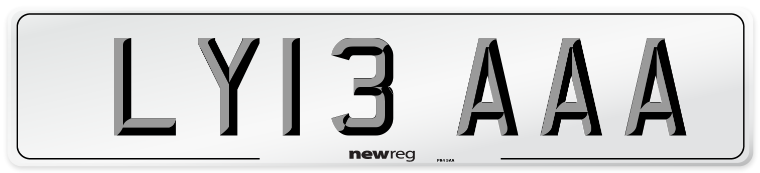 LY13 AAA Front Number Plate