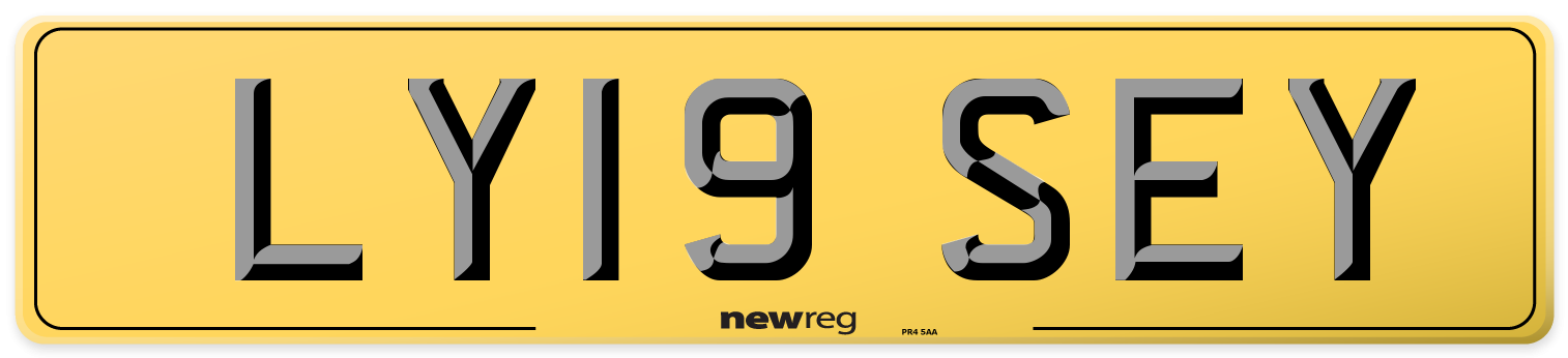 LY19 SEY Rear Number Plate