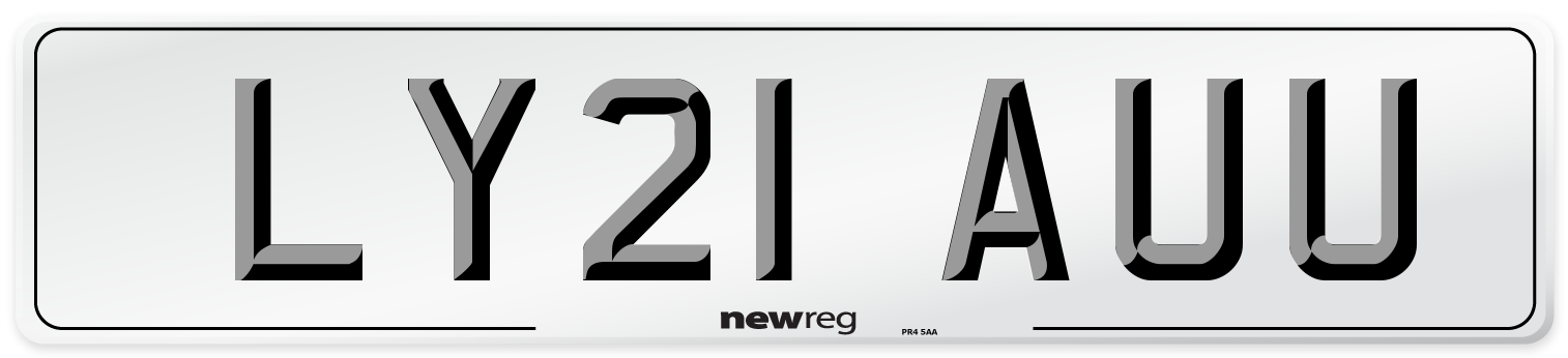 LY21 AUU Front Number Plate