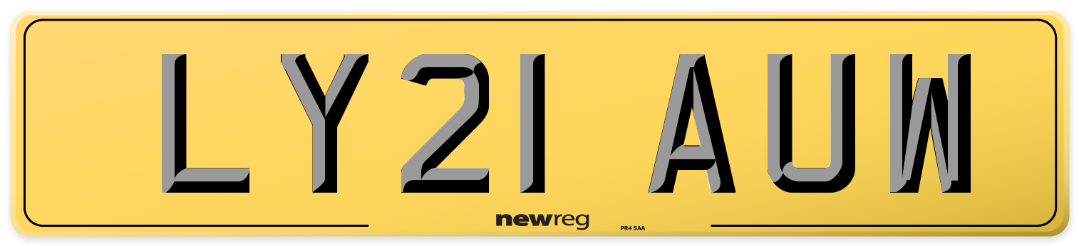 LY21 AUW Rear Number Plate