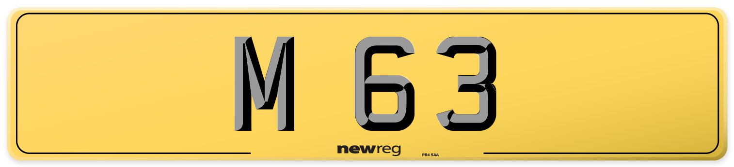 M 63 Rear Number Plate