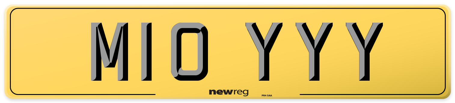 M10 YYY Rear Number Plate