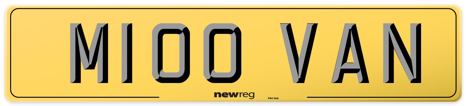 M100 VAN Rear Number Plate