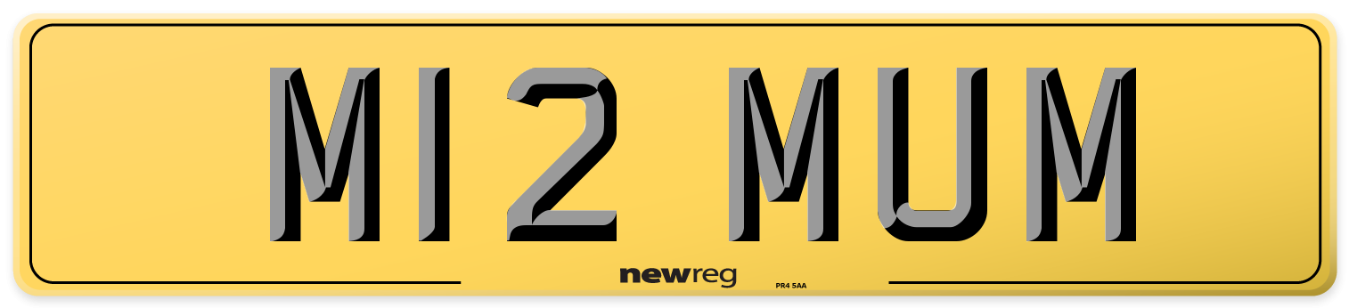 M12 MUM Rear Number Plate