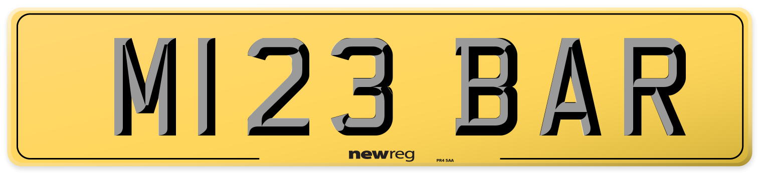 M123 BAR Rear Number Plate