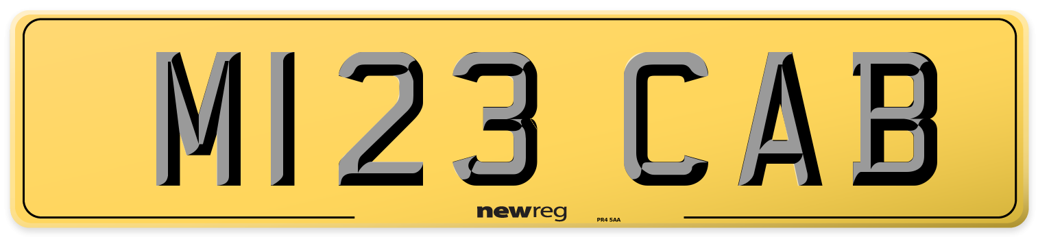 M123 CAB Rear Number Plate
