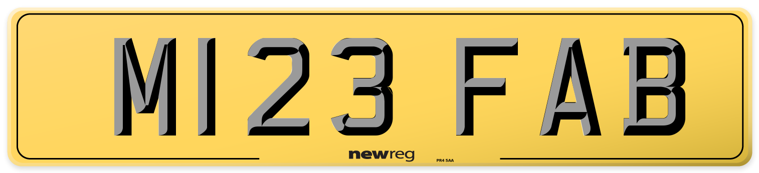M123 FAB Rear Number Plate