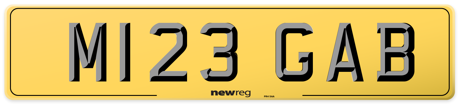 M123 GAB Rear Number Plate