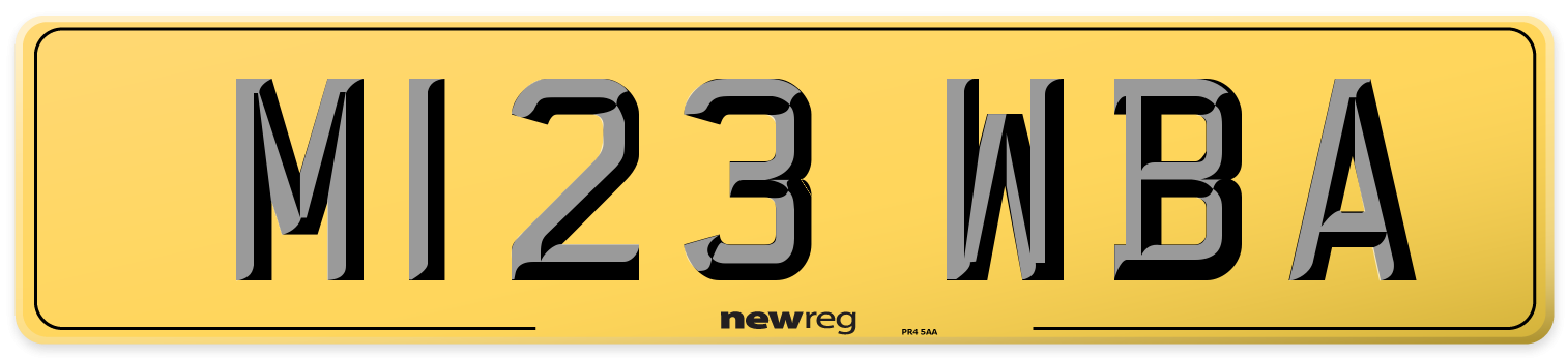 M123 WBA Rear Number Plate