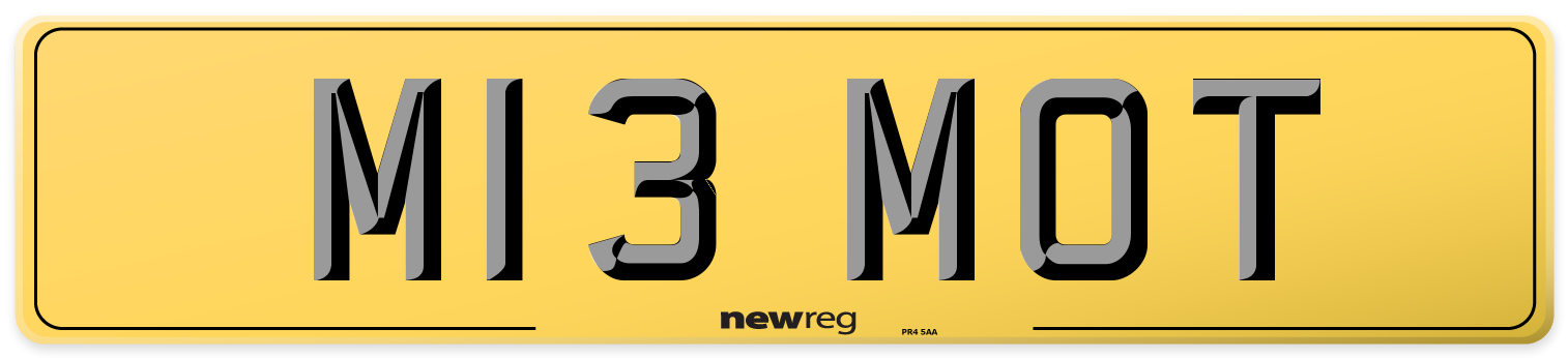 M13 MOT Rear Number Plate