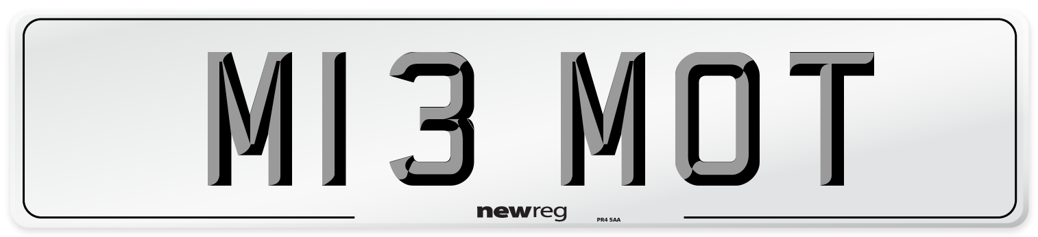 M13 MOT Front Number Plate