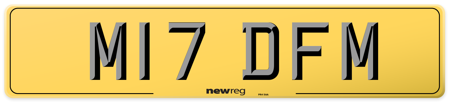 M17 DFM Rear Number Plate
