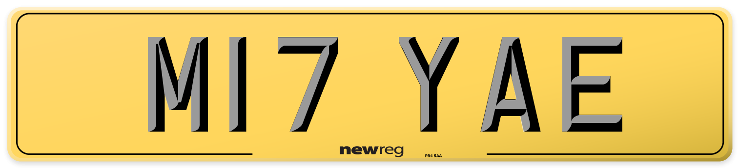 M17 YAE Rear Number Plate