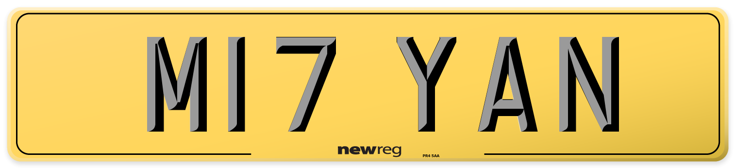 M17 YAN Rear Number Plate