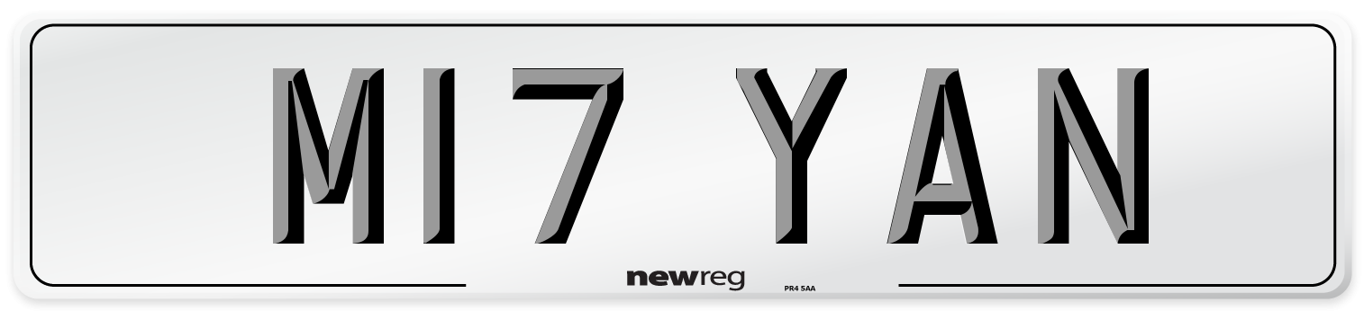 M17 YAN Front Number Plate