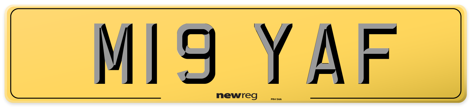 M19 YAF Rear Number Plate