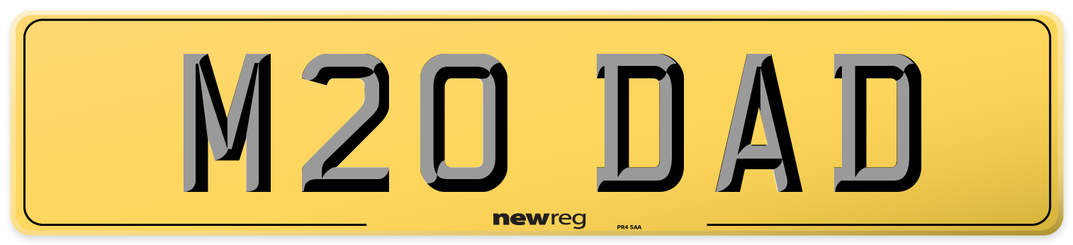 M20 DAD Rear Number Plate