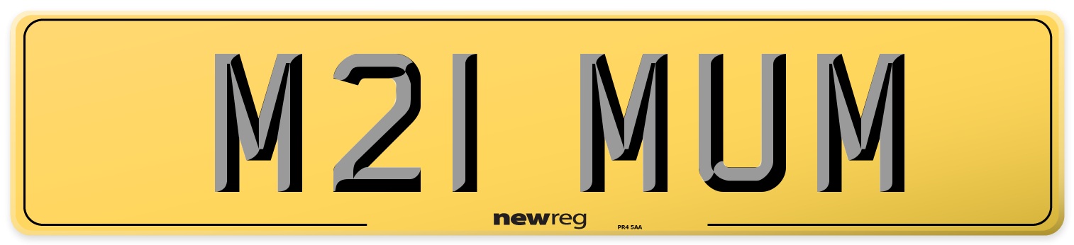 M21 MUM Rear Number Plate