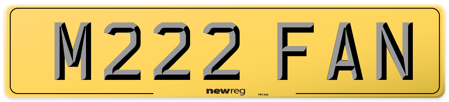 M222 FAN Rear Number Plate