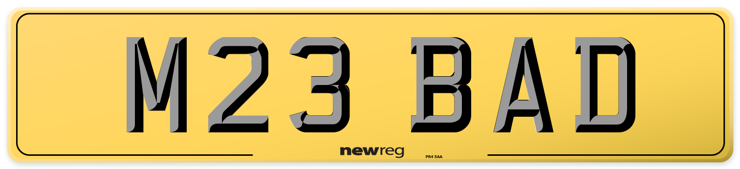 M23 BAD Rear Number Plate