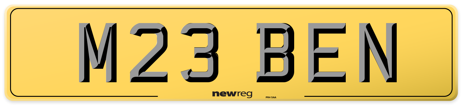 M23 BEN Rear Number Plate