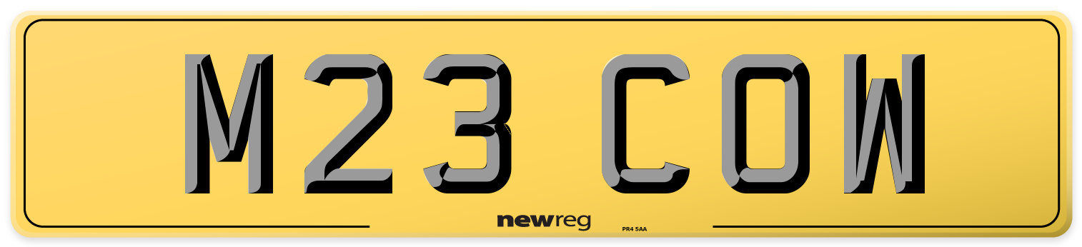 M23 COW Rear Number Plate