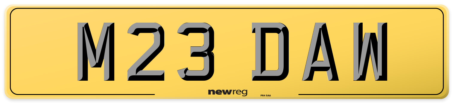 M23 DAW Rear Number Plate