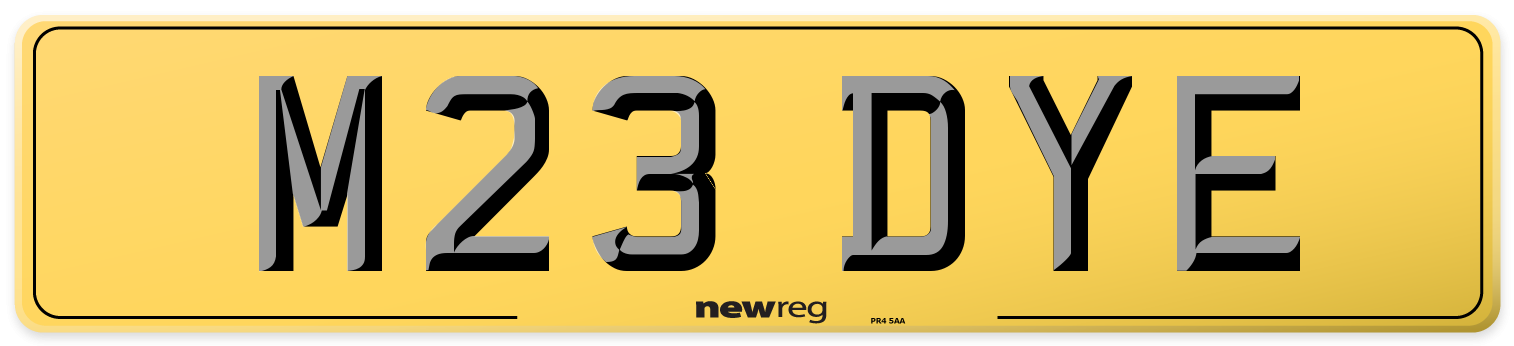 M23 DYE Rear Number Plate