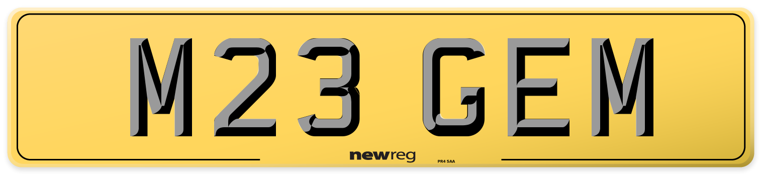 M23 GEM Rear Number Plate