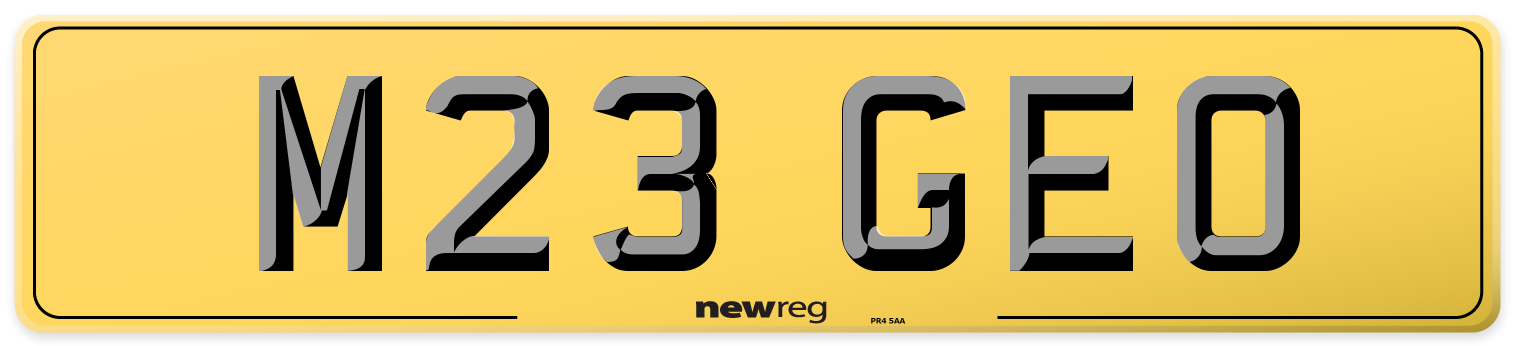 M23 GEO Rear Number Plate