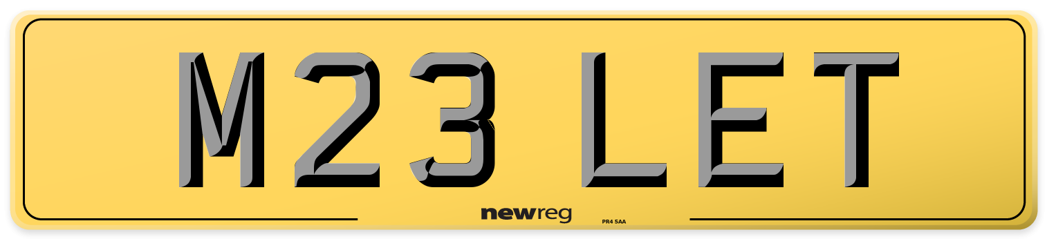 M23 LET Rear Number Plate
