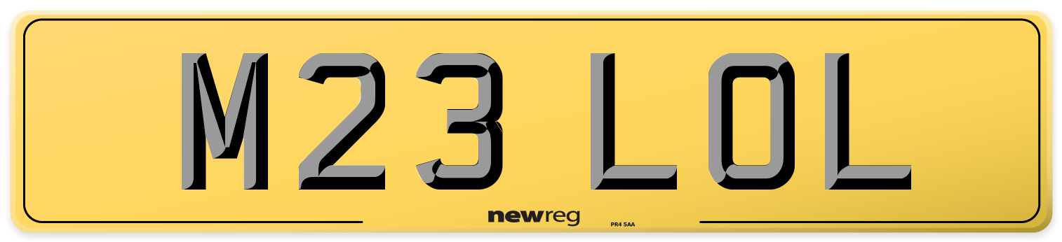 M23 LOL Rear Number Plate