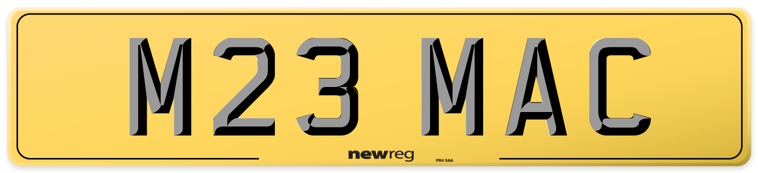 M23 MAC Rear Number Plate