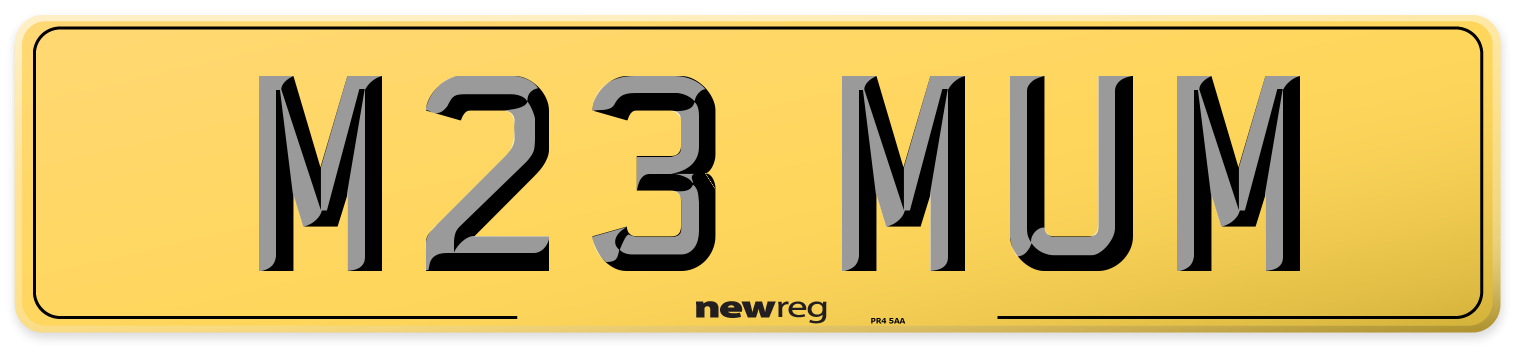M23 MUM Rear Number Plate
