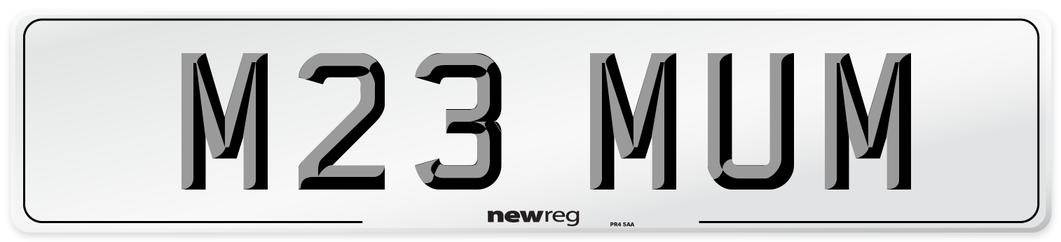 M23 MUM Front Number Plate
