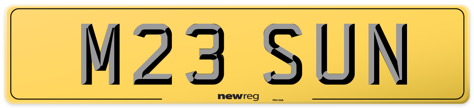 M23 SUN Rear Number Plate