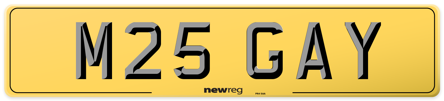 M25 GAY Rear Number Plate
