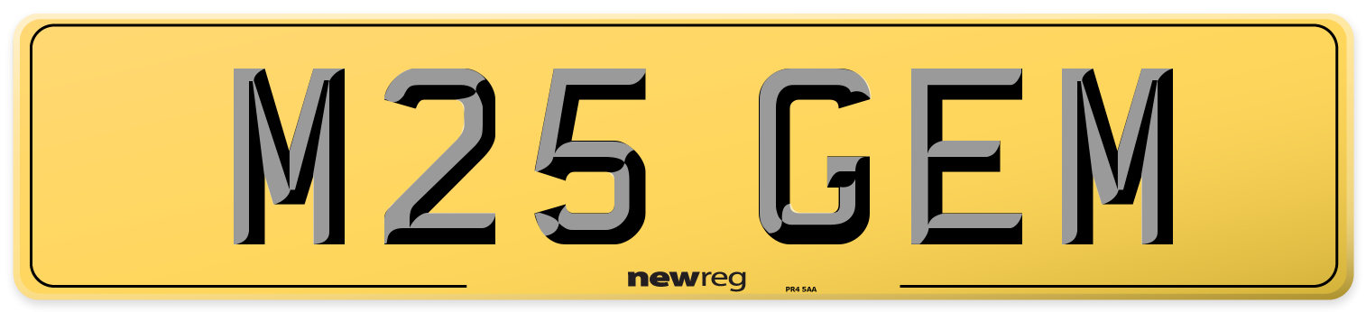 M25 GEM Rear Number Plate