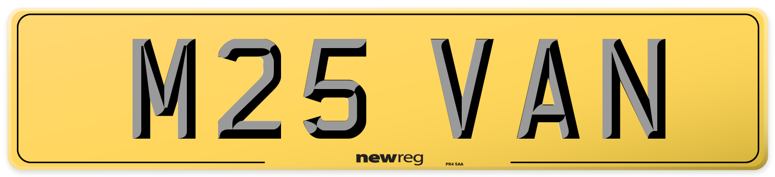 M25 VAN Rear Number Plate