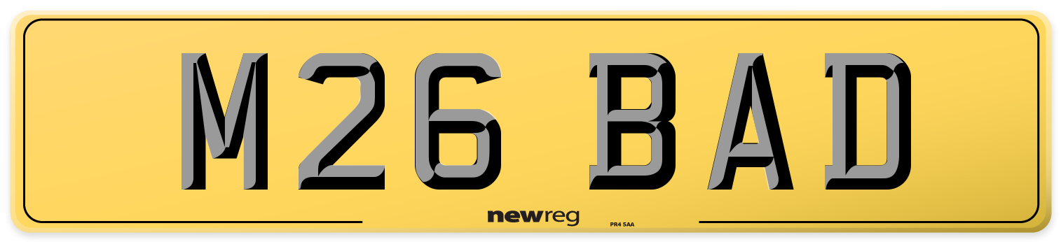 M26 BAD Rear Number Plate