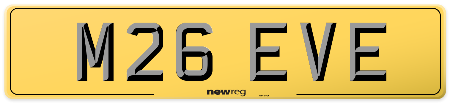 M26 EVE Rear Number Plate