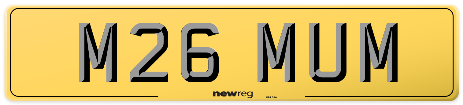 M26 MUM Rear Number Plate