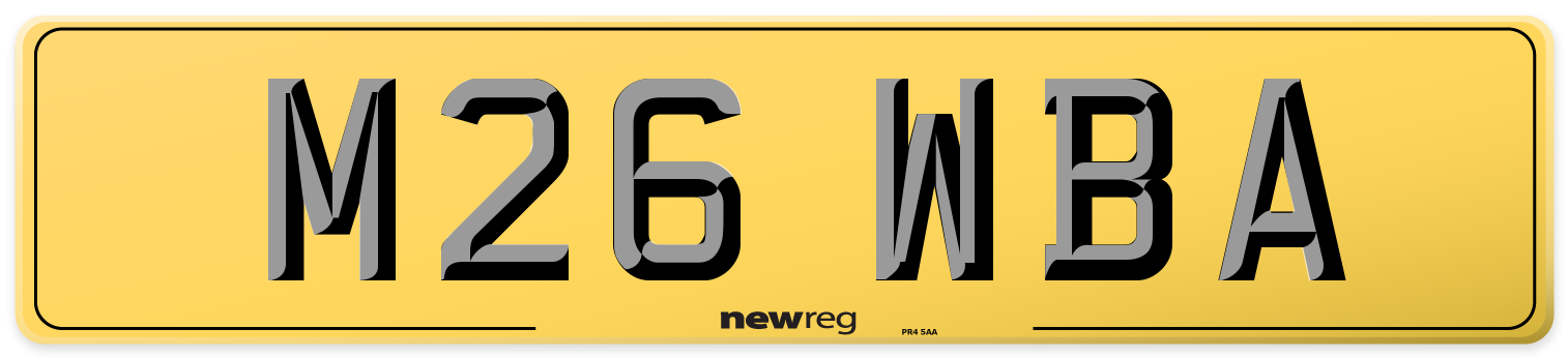 M26 WBA Rear Number Plate