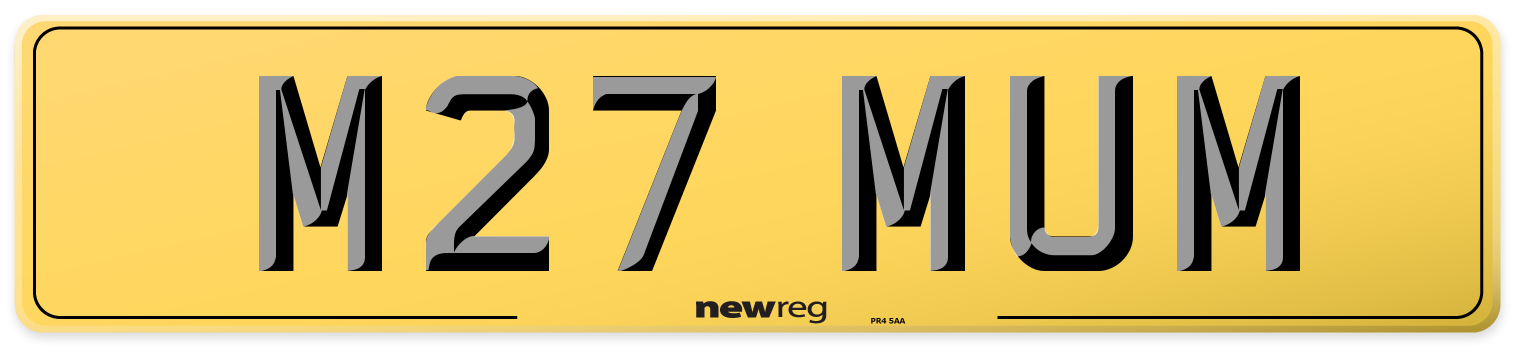 M27 MUM Rear Number Plate