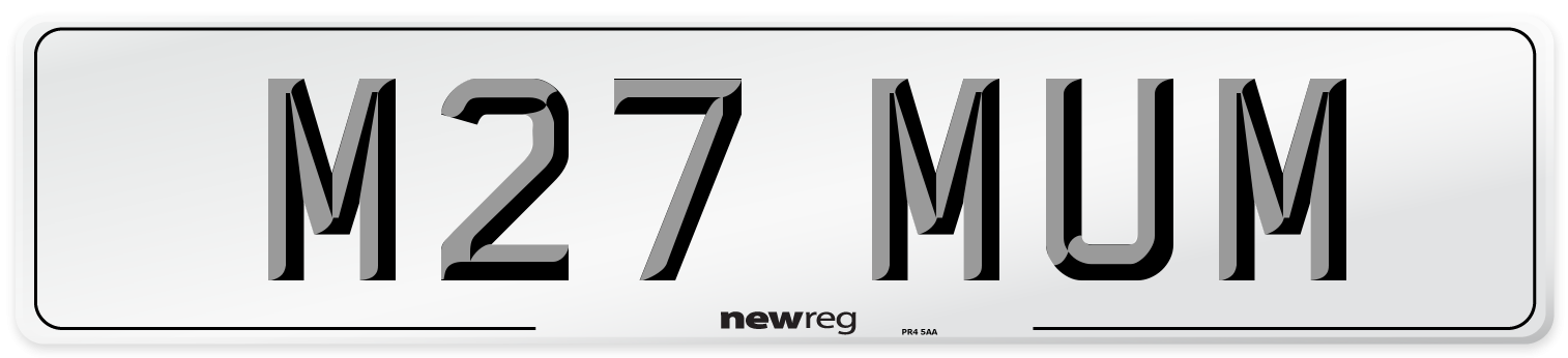 M27 MUM Front Number Plate