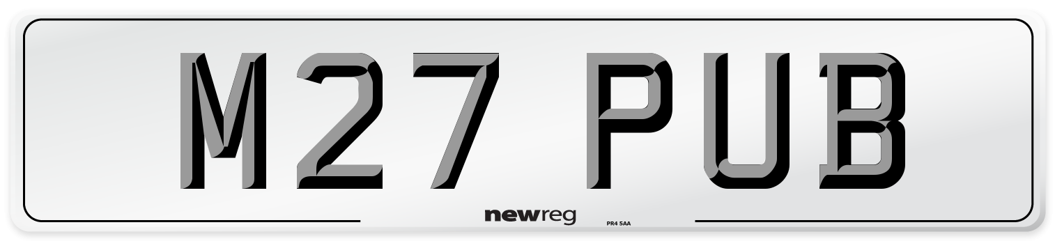 M27 PUB Front Number Plate