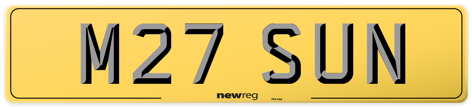 M27 SUN Rear Number Plate